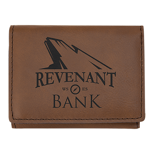 Dark Brown 3" x 4" Laserable Leatherette Trifold Wallet