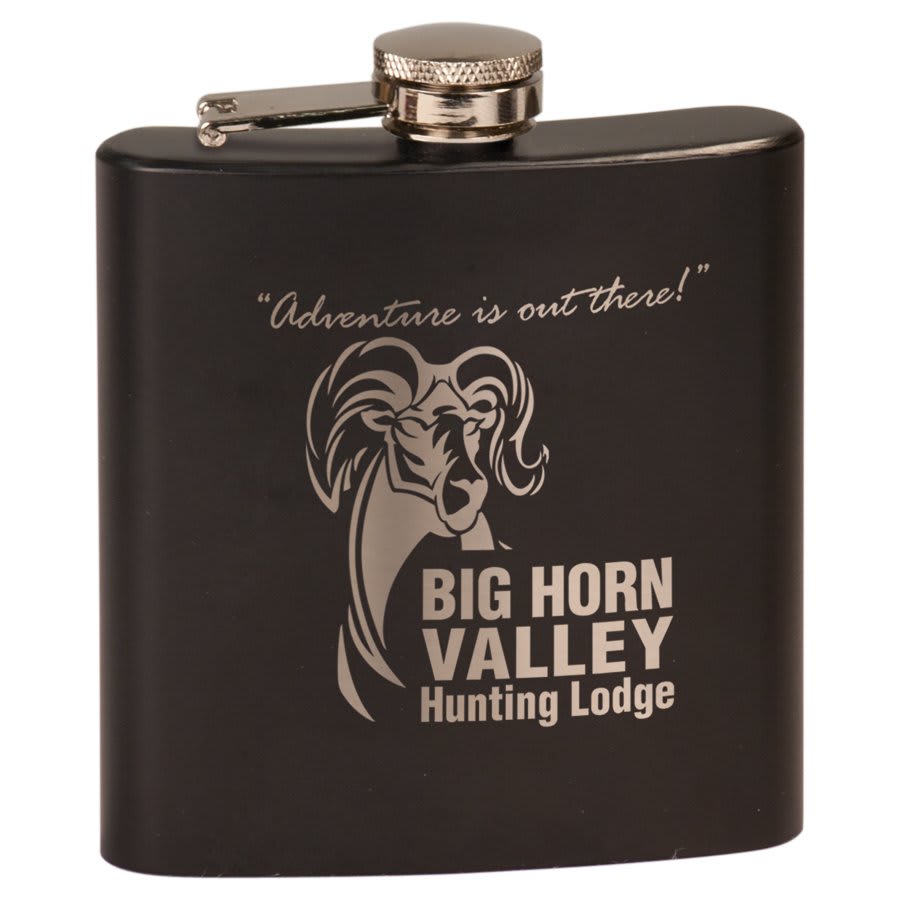 Matte Black Laserable Stainless Steel 6 oz. Flask