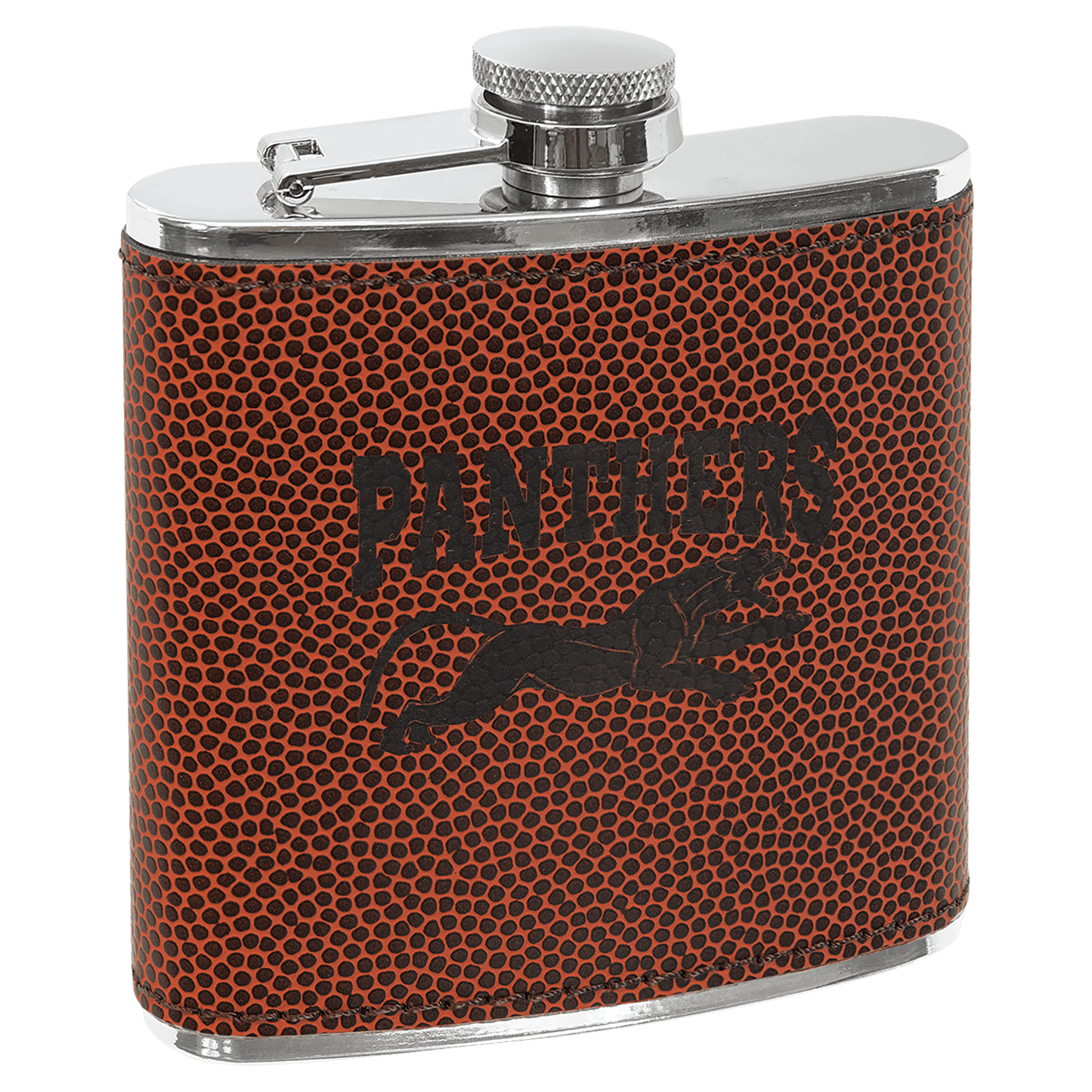Football Laserable Leatherette Stainless Steel 6 oz. Flask