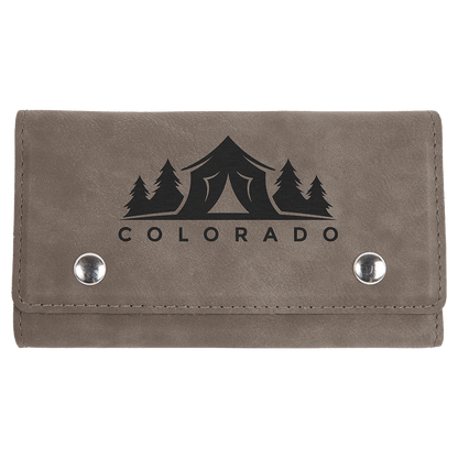 Gray Laserable Leatherette Card & Dice Set