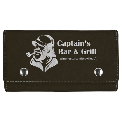 Black/Silver Laserable Leatherette Card & Dice Set