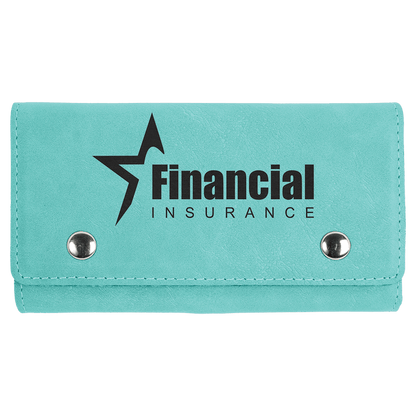 Teal Laserable Leatherette Card & Dice Set