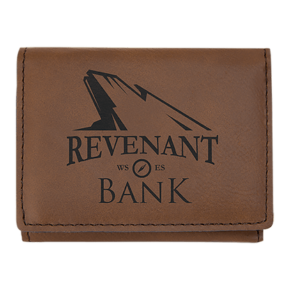 Dark Brown 3" x 4" Laserable Leatherette Trifold Wallet
