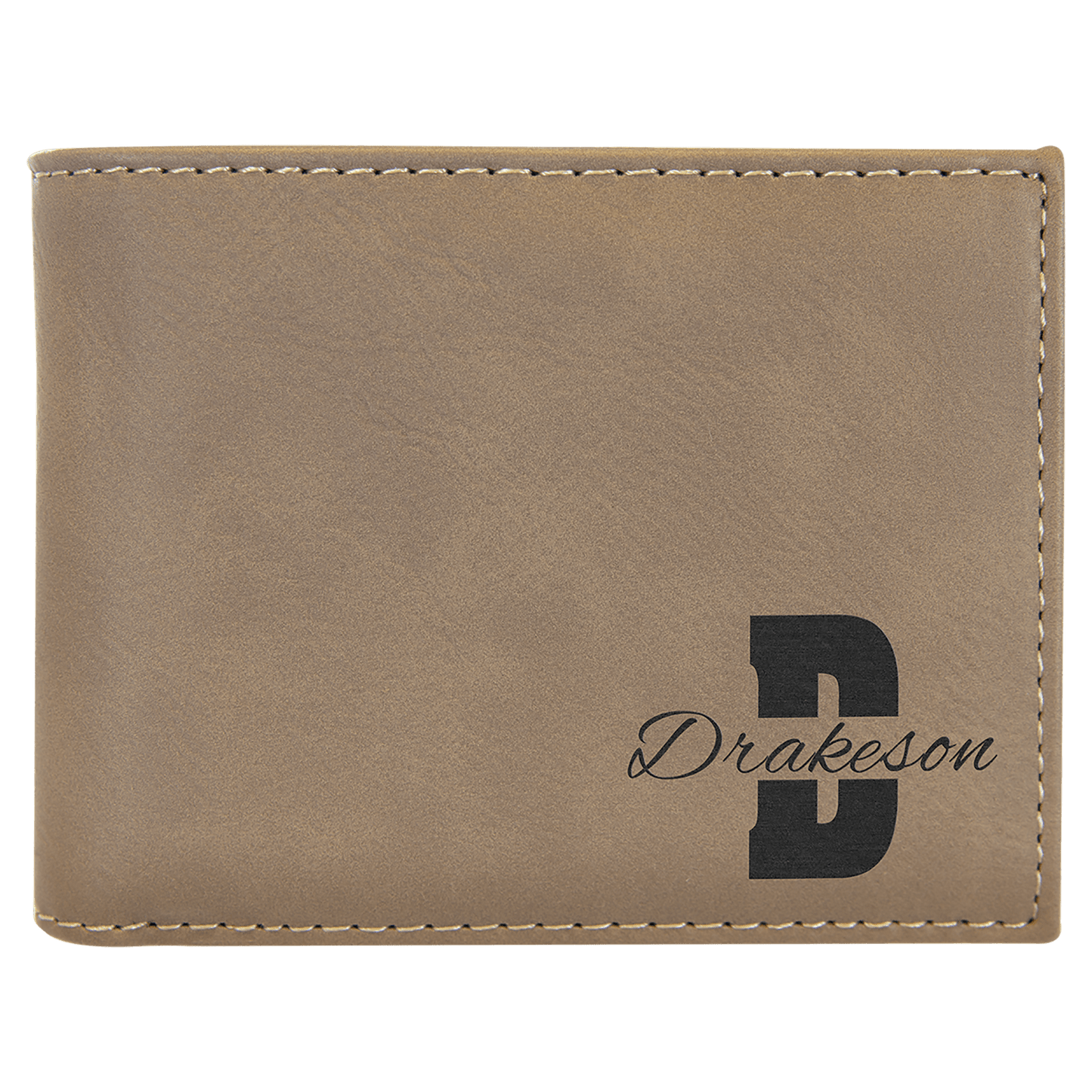 Light Brown Laserable Leatherette Bi-Fold Wallet w/Flip ID Display