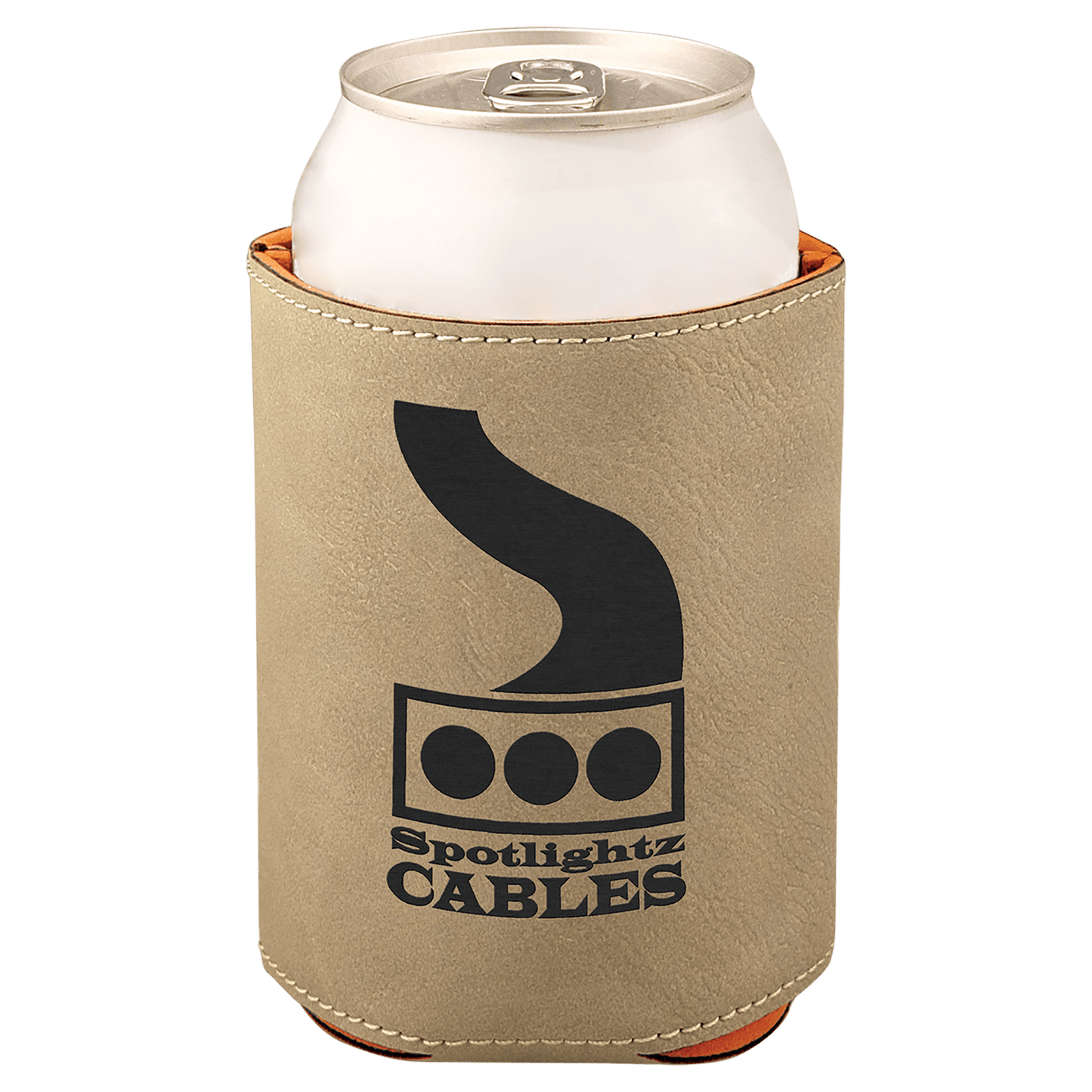 Light Brown 3 3/4" Laserable Leatherette Beverage Holder
