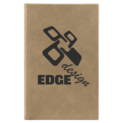 Light Brown 5 1/4" x 8 1/4" Laserable Leatherette Sketch Book with Unlined Notepad