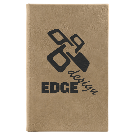 Light Brown 5 1/4" x 8 1/4" Laserable Leatherette Sketch Book with Unlined Notepad