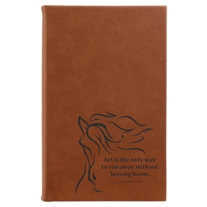 Rawhide 5 1/4" x 8 1/4" Laserable Leatherette Sketch Book with Unlined Notepad