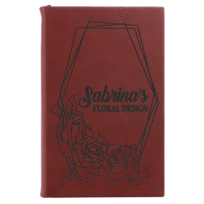 Rose 5 1/4" x 8 1/4" Laserable Leatherette Sketch Book with Unlined Notepad
