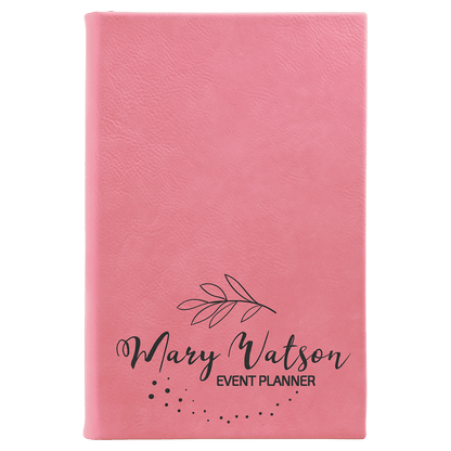 Pink 5 1/4" x 8 1/4" Laserable Leatherette Sketch Book with Unlined Notepad