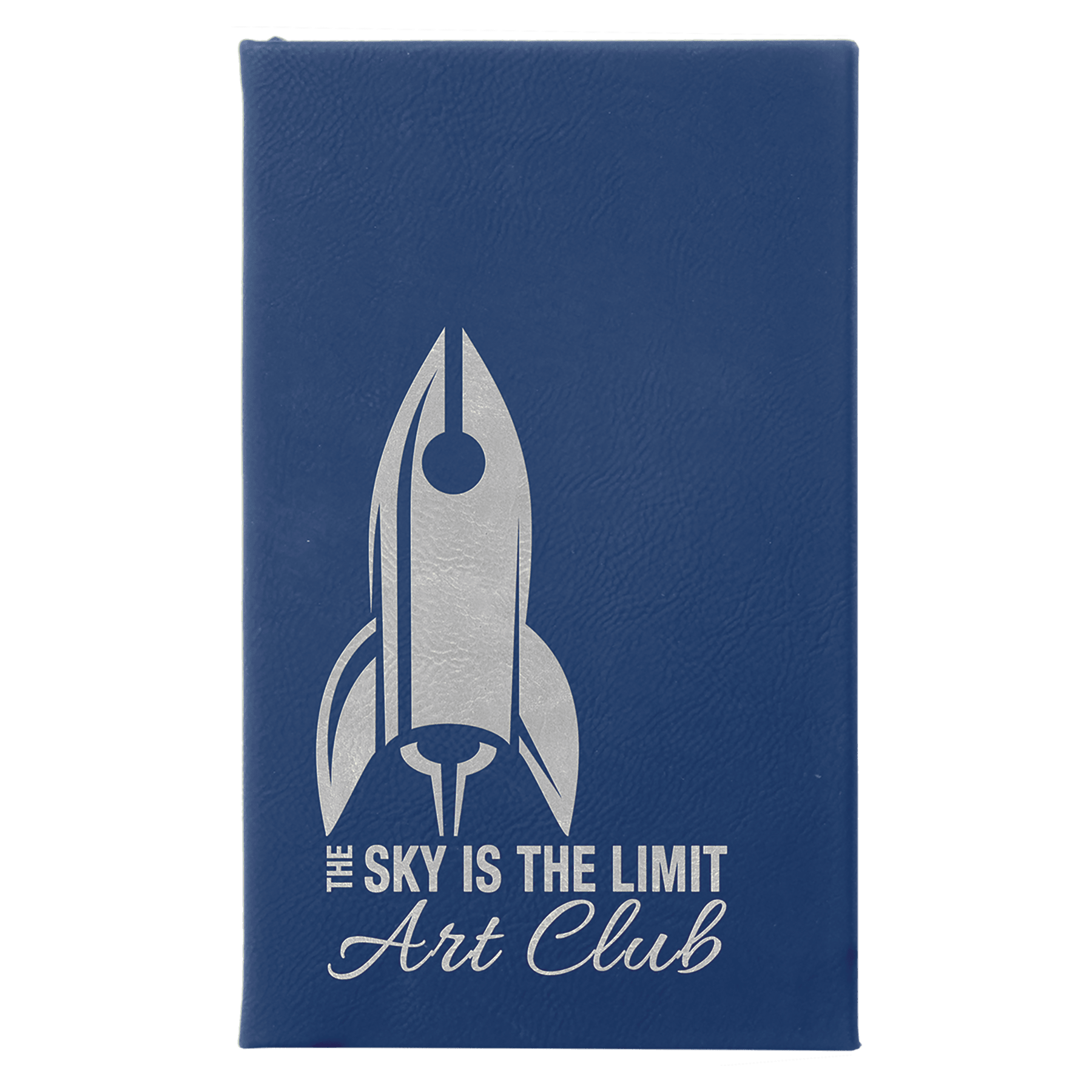 Blue/Silver 5 1/4" x 8 1/4" Laserable Leatherette Sketch Book with Unlined Notepad