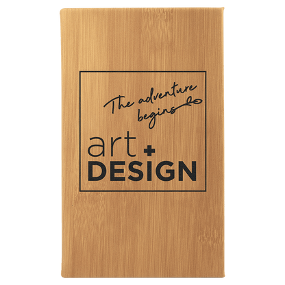 Bamboo 5 1/4" x 8 1/4" Laserable Leatherette Sketch Book with Unlined Notepad
