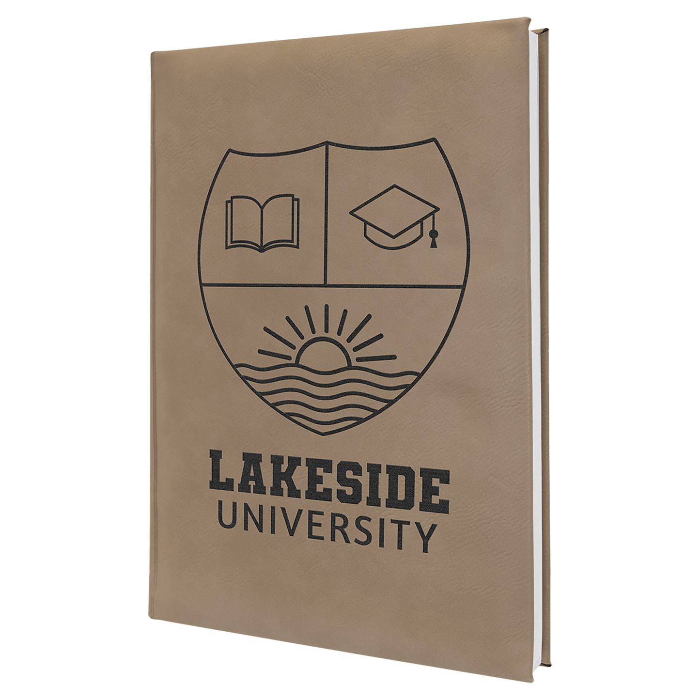 Light Brown 7" x 9 3/4" Laserable Leatherette Journal with Lined Notepad