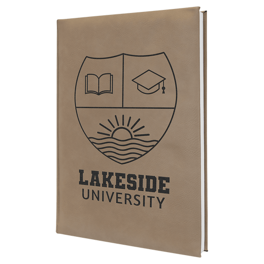 Light Brown 7" x 9 3/4" Laserable Leatherette Journal with Lined Notepad
