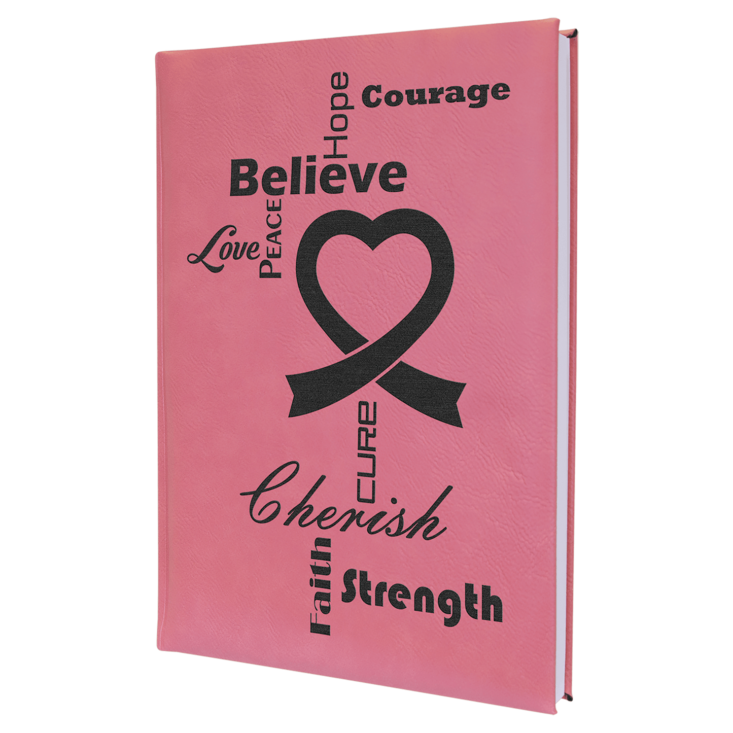 Pink 7" x 9 3/4" Laserable Leatherette Journal with Lined Notepad