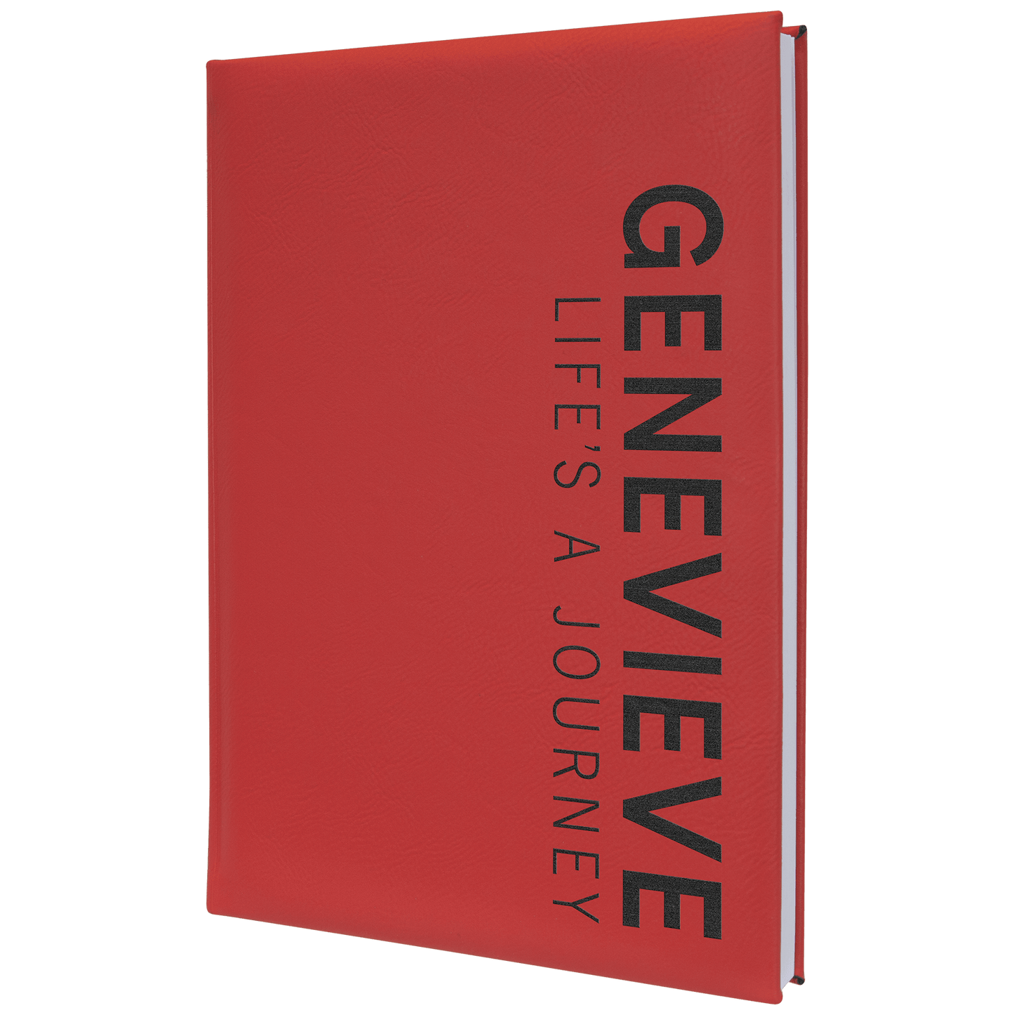 Red 7" x 9 3/4" Laserable Leatherette Journal with Lined Notepad