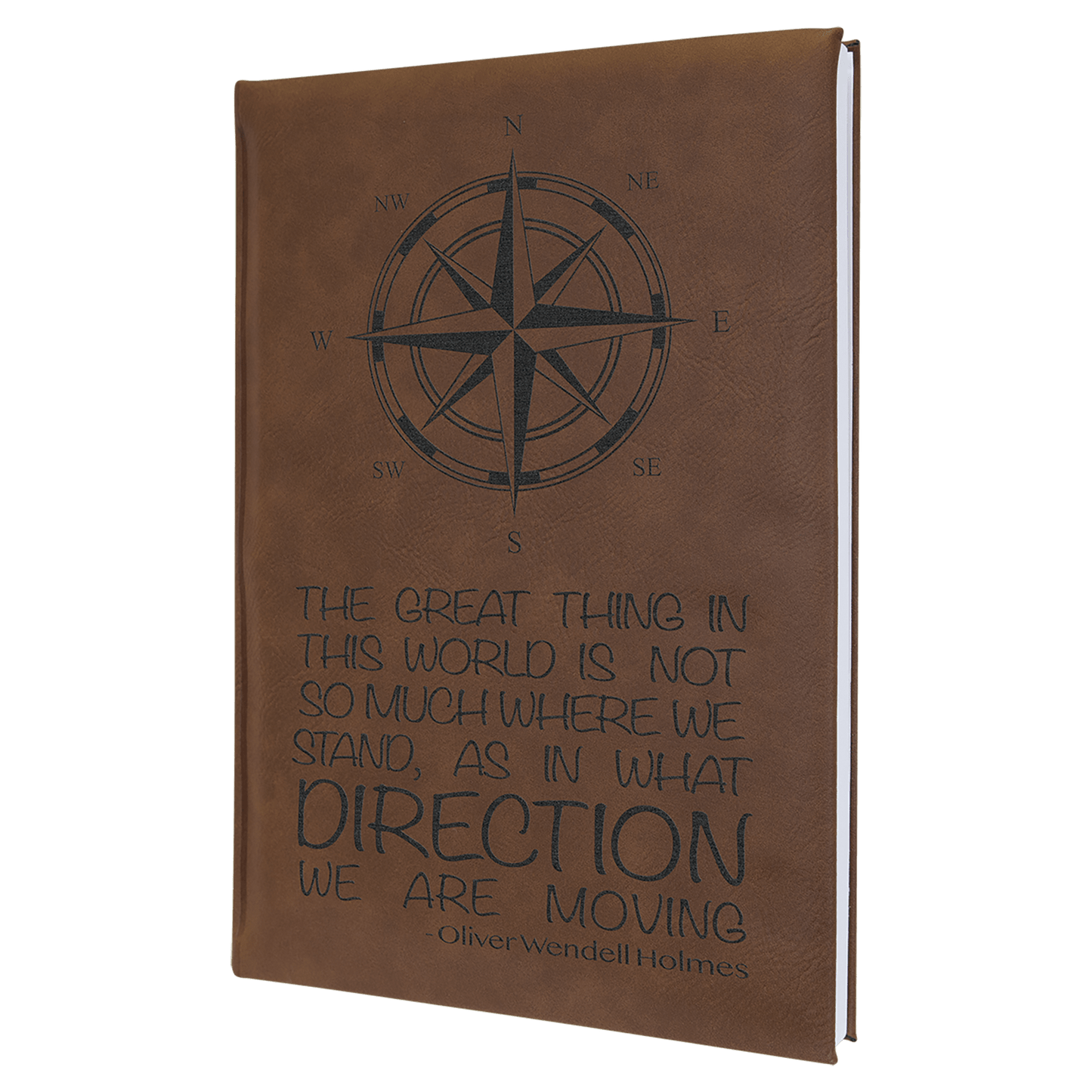 Dark Brown 7" x 9 3/4" Laserable Leatherette Sketch Book with Unlined Notepad