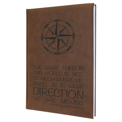 Dark Brown 7" x 9 3/4" Laserable Leatherette Sketch Book with Unlined Notepad