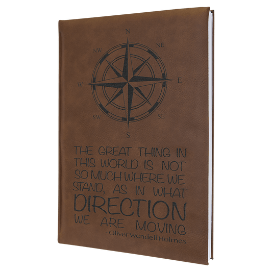 Dark Brown 7" x 9 3/4" Laserable Leatherette Sketch Book with Unlined Notepad