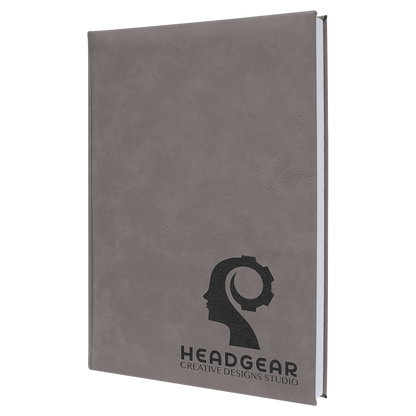 Gray 7" x 9 3/4" Laserable Leatherette Sketch Book with Unlined Notepad