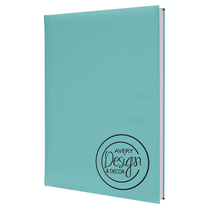 Teal 7" x 9 3/4" Laserable Leatherette Sketch Book with Unlined Notepad