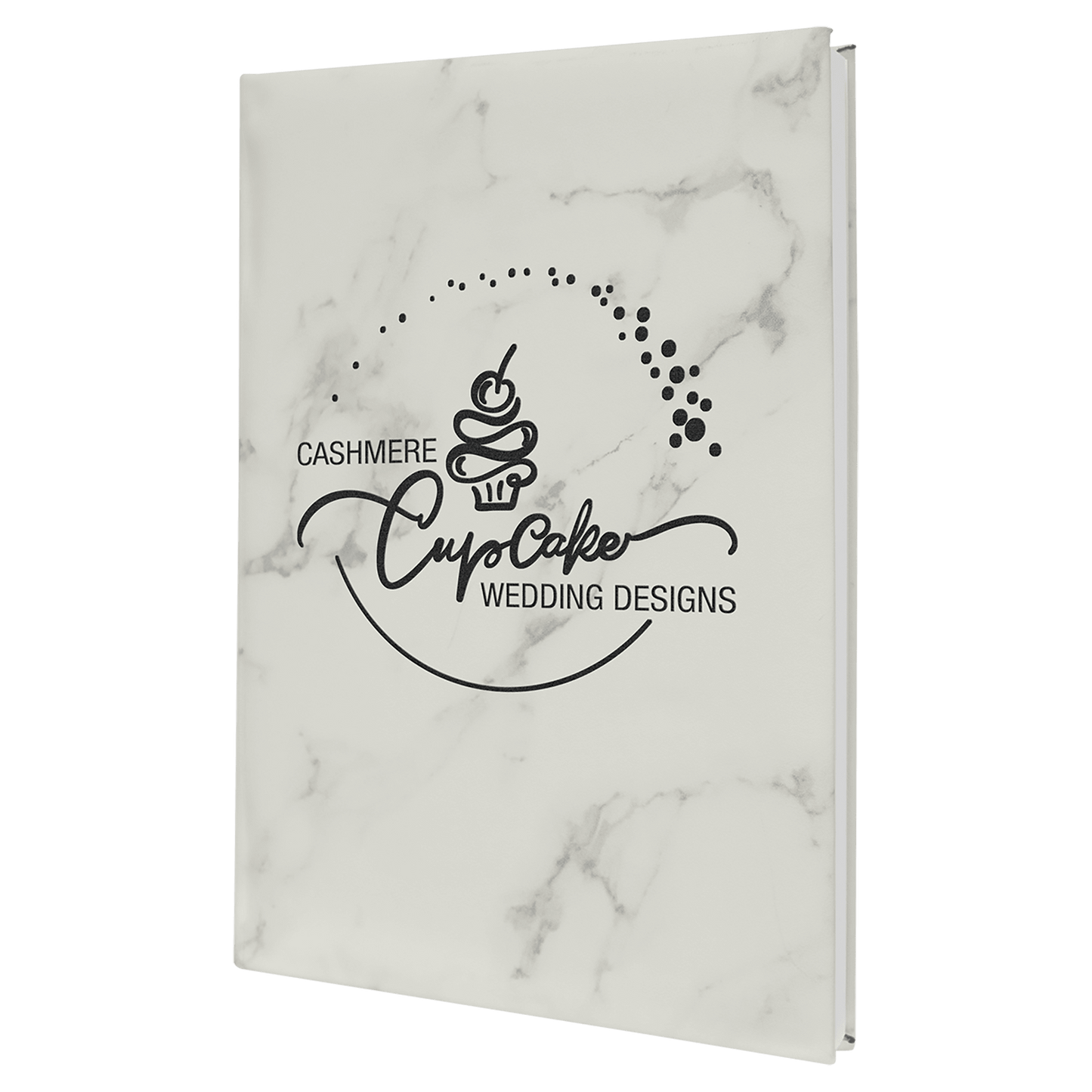 White Marble 7" x 9 3/4" Laserable Leatherette Sketch Book with Unlined Notepad