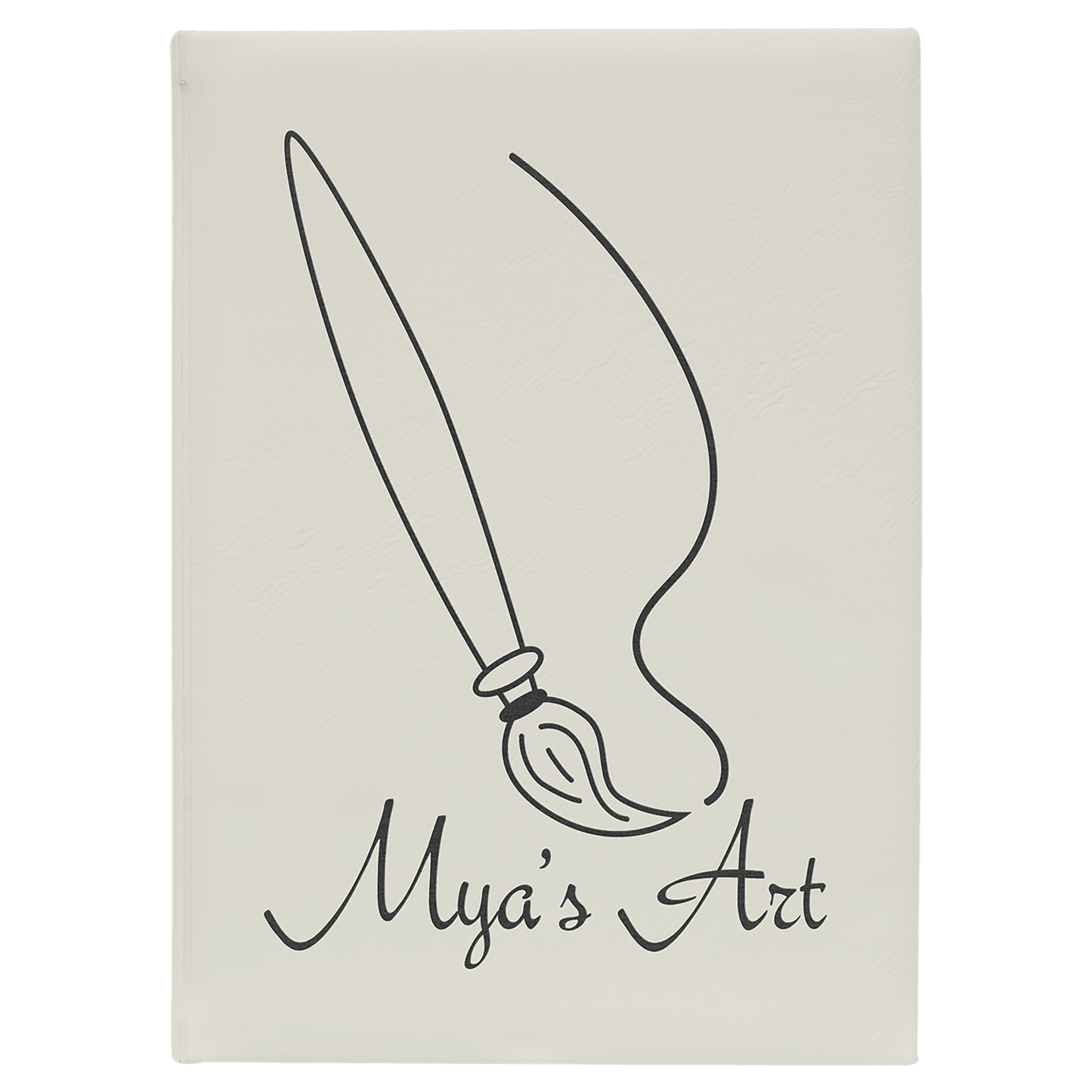 White/Black 7" x 9 3/4" Laserable Leatherette Sketch Book with Unlined Notepad