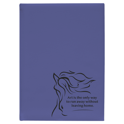 Purple 7" x 9 3/4" Laserable Leatherette Sketch Book with Unlined Notepad