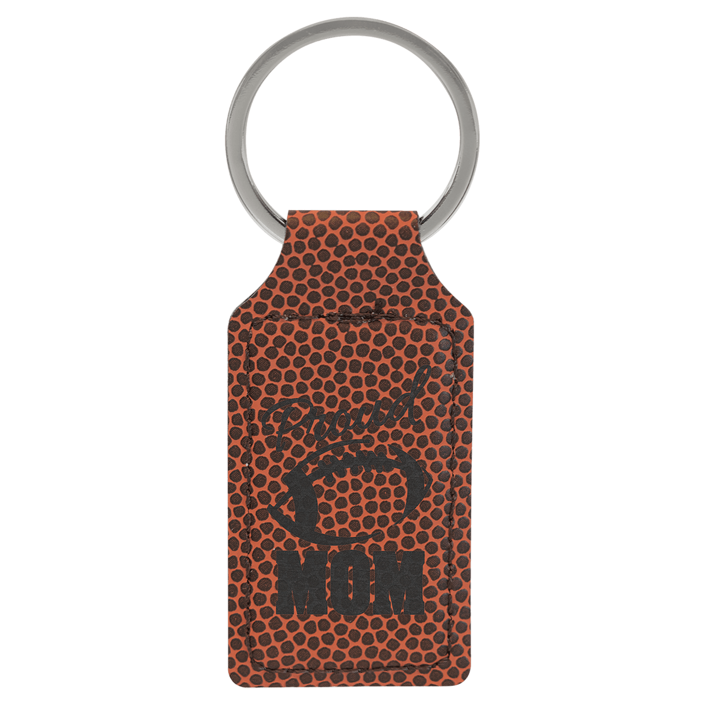 Football 2 3/4" x 1 1/4" Laserable Leatherette Rectangle Keychain