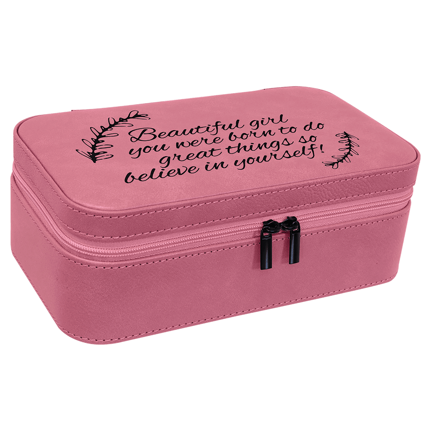 Pink 7 1/2" X 4 1/2" Laserable Leatherette Jewelry Box