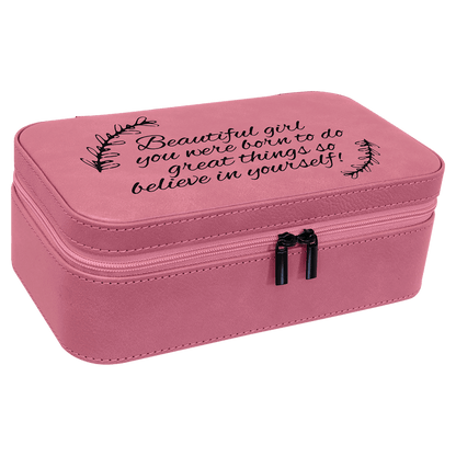 Pink 7 1/2" X 4 1/2" Laserable Leatherette Jewelry Box