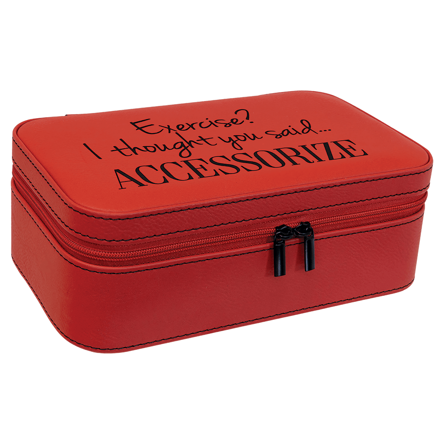 Red 7 1/2" X 4 1/2" Laserable Leatherette Jewelry Box