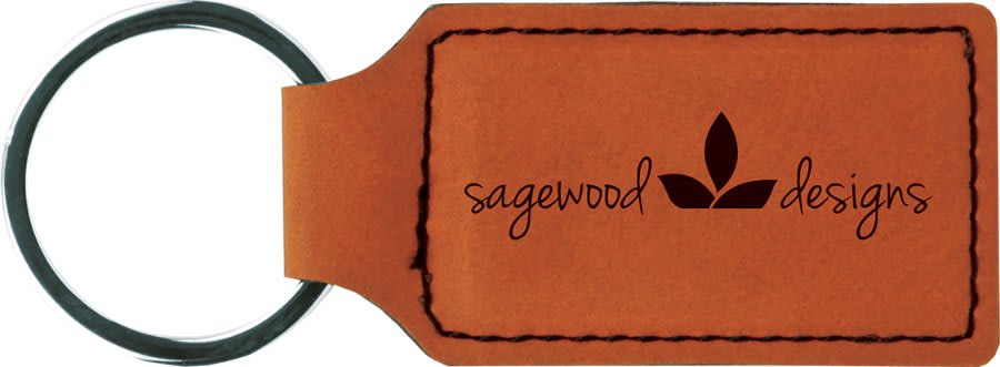 Rawhide 2 3/4" x 1 1/4" Laserable Leatherette Rectangle Keychain