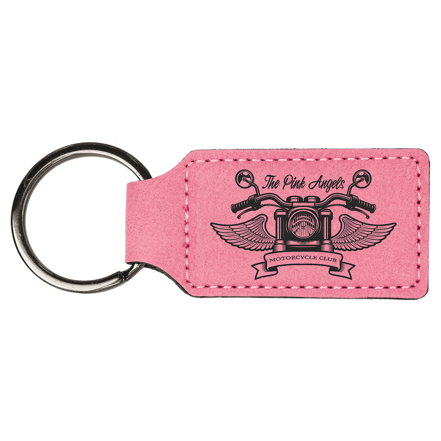 Pink 2 3/4" x 1 1/4" Laserable Leatherette Rectangle Keychain