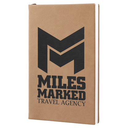 Light Brown 5 1/4" x 8 1/4" Laserable Leatherette Journal with Lined Notepad