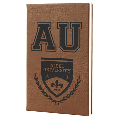 Dark Brown 5 1/4" x 8 1/4" Laserable Leatherette Journal with Lined Notepad