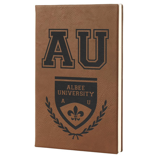 Dark Brown 5 1/4" x 8 1/4" Laserable Leatherette Journal with Lined Notepad