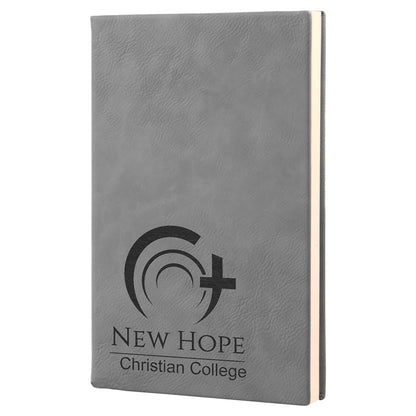 Gray 5 1/4" x 8 1/4" Laserable Leatherette Journal with Lined Notepad