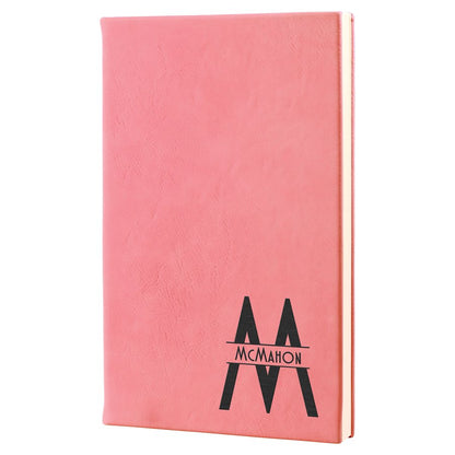 Pink 5 1/4" x 8 1/4" Laserable Leatherette Journal with Lined Notepad