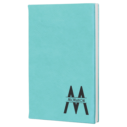 Teal 5 1/4" x 8 1/4" Laserable Leatherette Journal with Lined Notepad