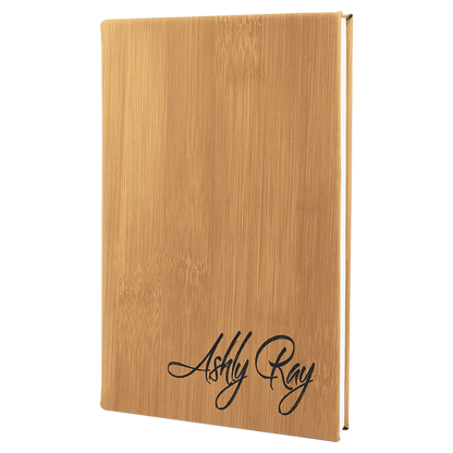 Bamboo 5 1/4" x 8 1/4" Laserable Leatherette Journal with Lined Notepad