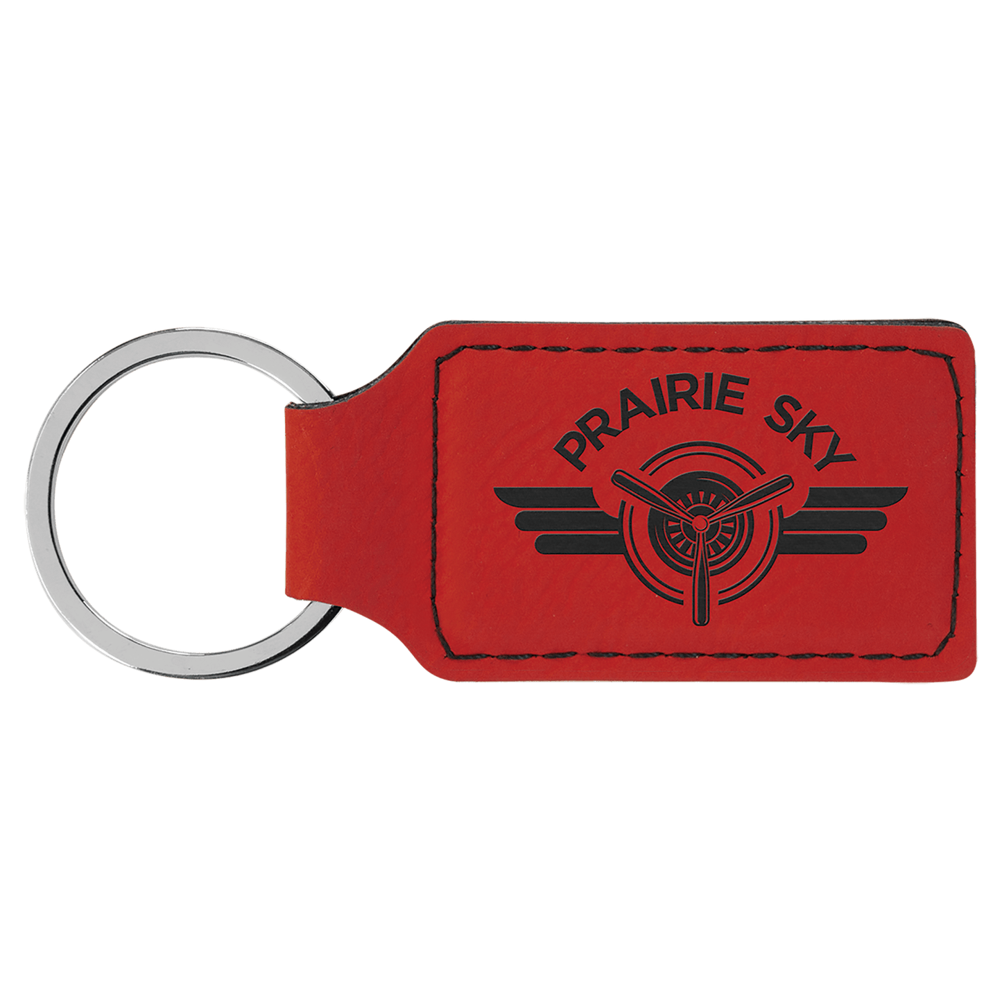 Red 2 3/4" x 1 1/4" Laserable Leatherette Rectangle Keychain