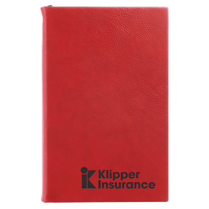 Red 5 1/4" x 8 1/4" Laserable Leatherette Journal with Lined Notepad