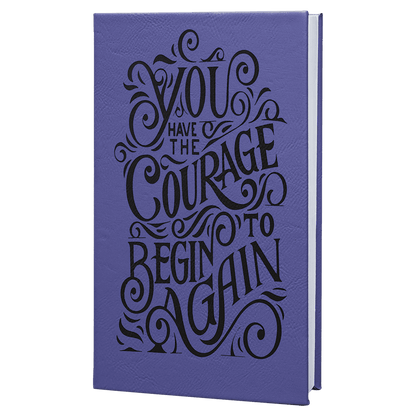 Purple/Black 5 1/4" x 8 1/4" Laserable Leatherette Journal with Lined Notepad