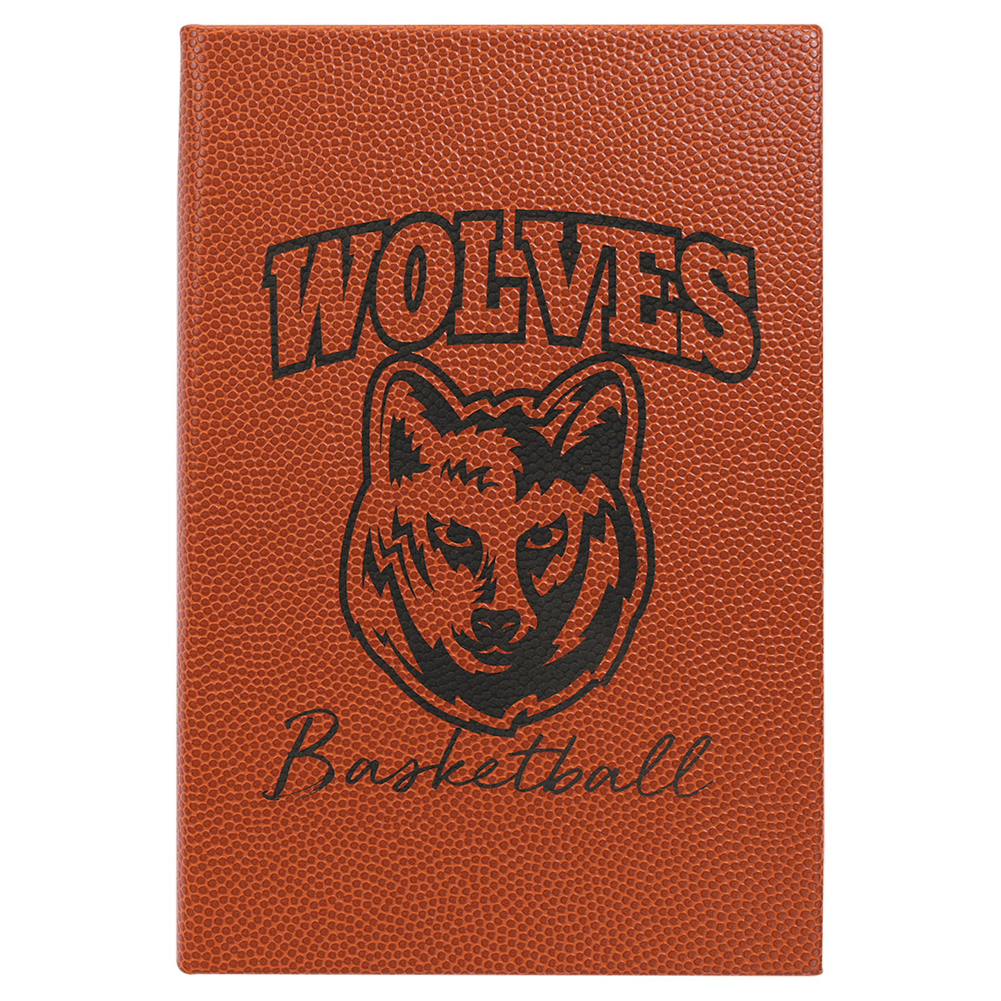 Basketball 5 1/4" x 8 1/4" Laserable Leatherette Journal with Lined Notepad