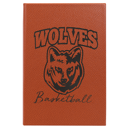 Basketball 5 1/4" x 8 1/4" Laserable Leatherette Journal with Lined Notepad