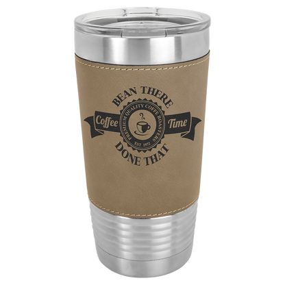 Light Brown Laserable Leatherette Tumbler with Clear Polar Camel 20 oz. Lid