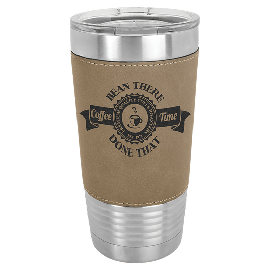 Light Brown Laserable Leatherette Tumbler with Clear Polar Camel 20 oz. Lid