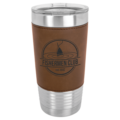 Dark Brown Laserable Leatherette Tumbler with Clear Polar Camel 20 oz. Lid