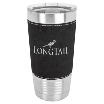 Black/Silver Laserable Leatherette Tumbler with Clear Polar Camel 20 oz. Lid